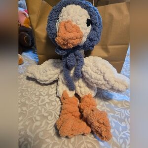 New, Large Chenile Goose with Blue and White Accents